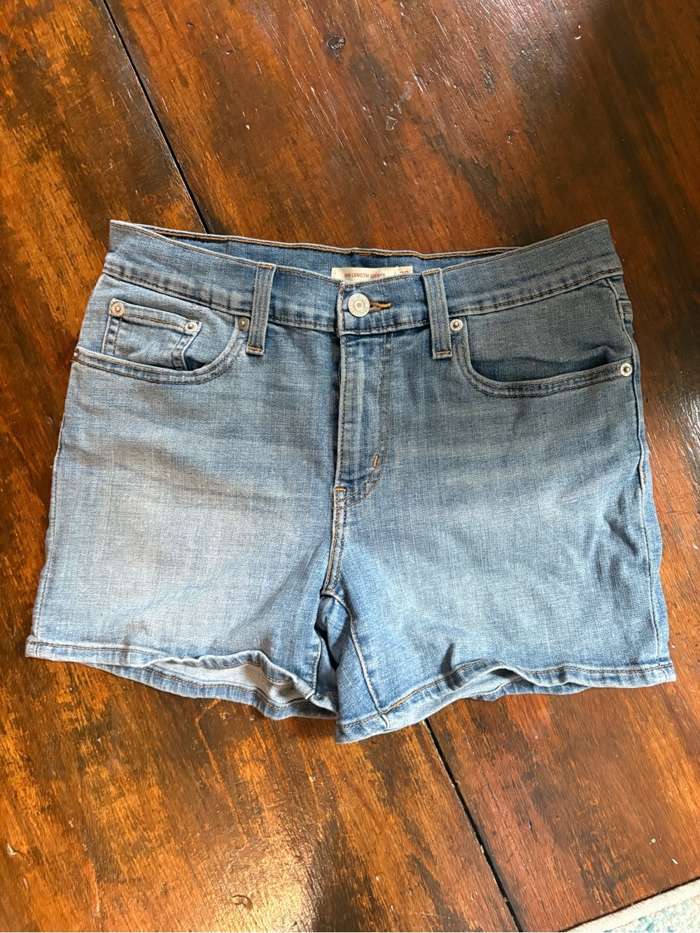 Levi’s Women's Light Blue Denim Jean Shorts - Casual Mid Rise